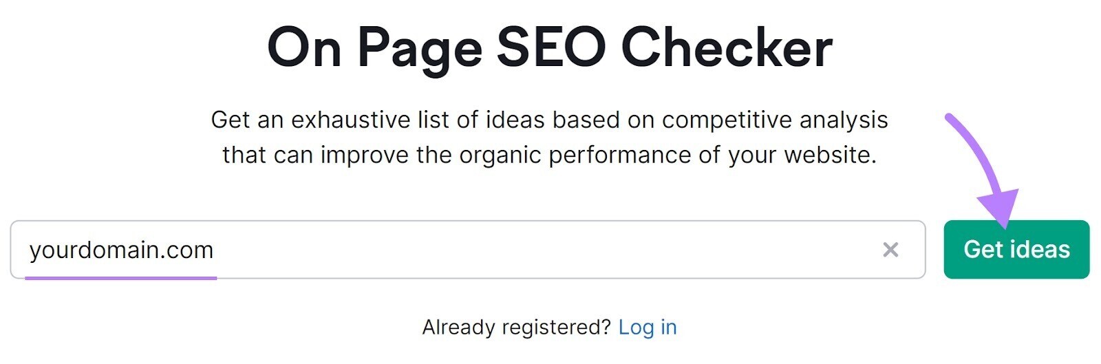 Barre de recherche de On Page SEO Checker