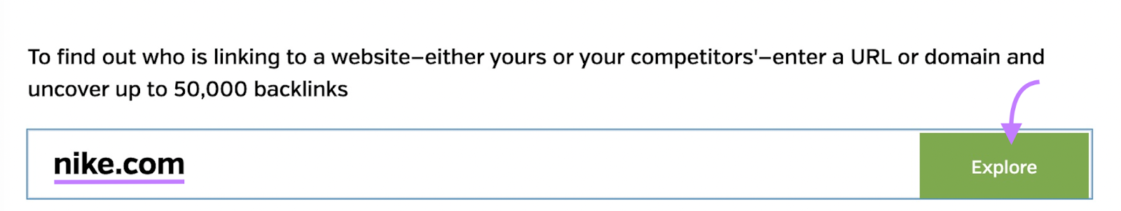en entrant le domaine "nike.com" dans Backlink Explorer