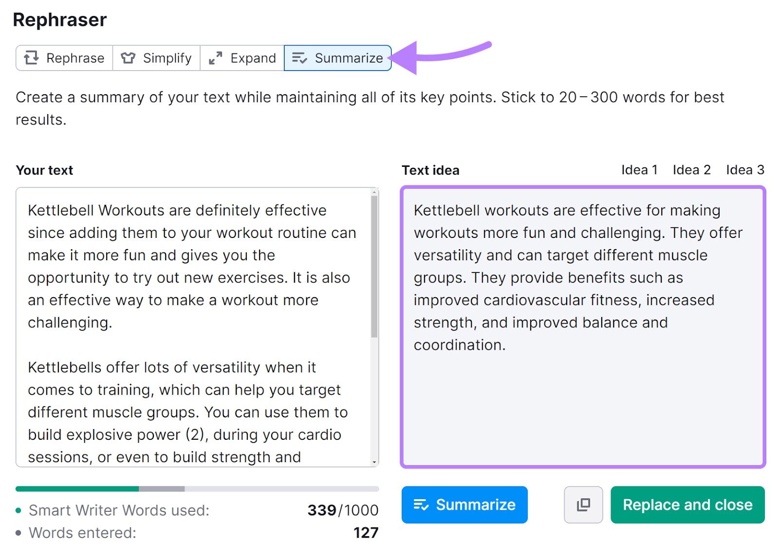 Un riassunto di un testo fornito da The Smart Writer