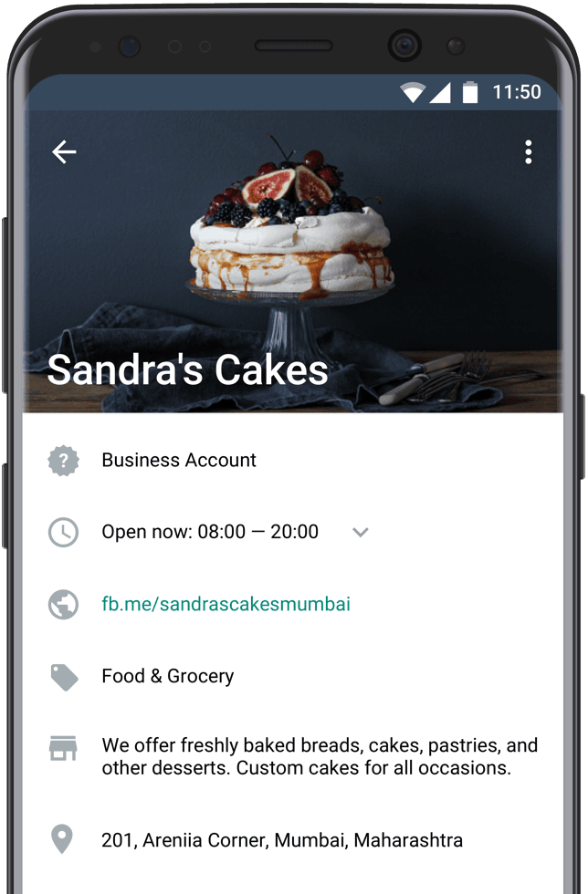 la pagina profilo su whatsapp business