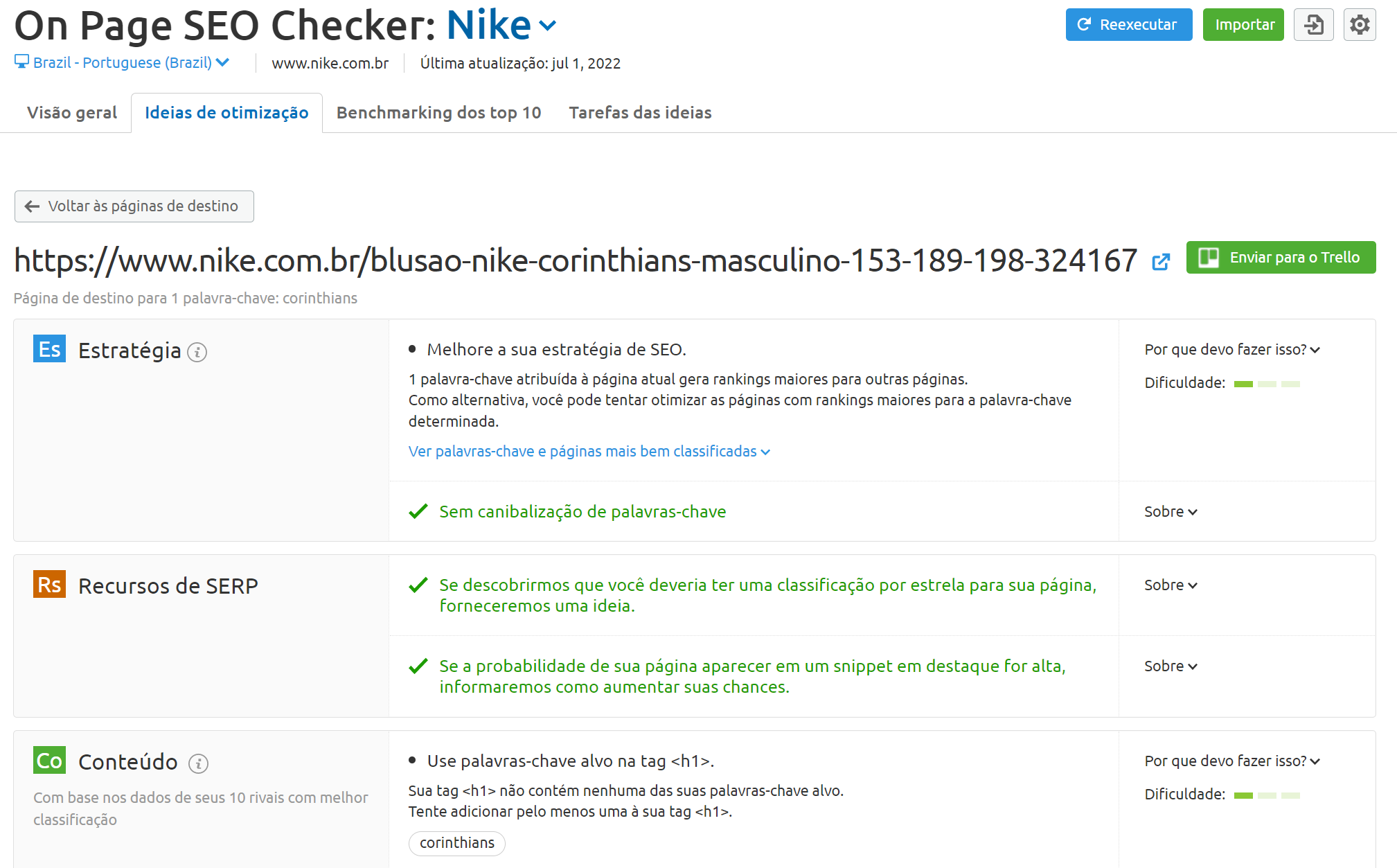 seo on-page - ferramenta on page seo checker - aba ideias de otimização