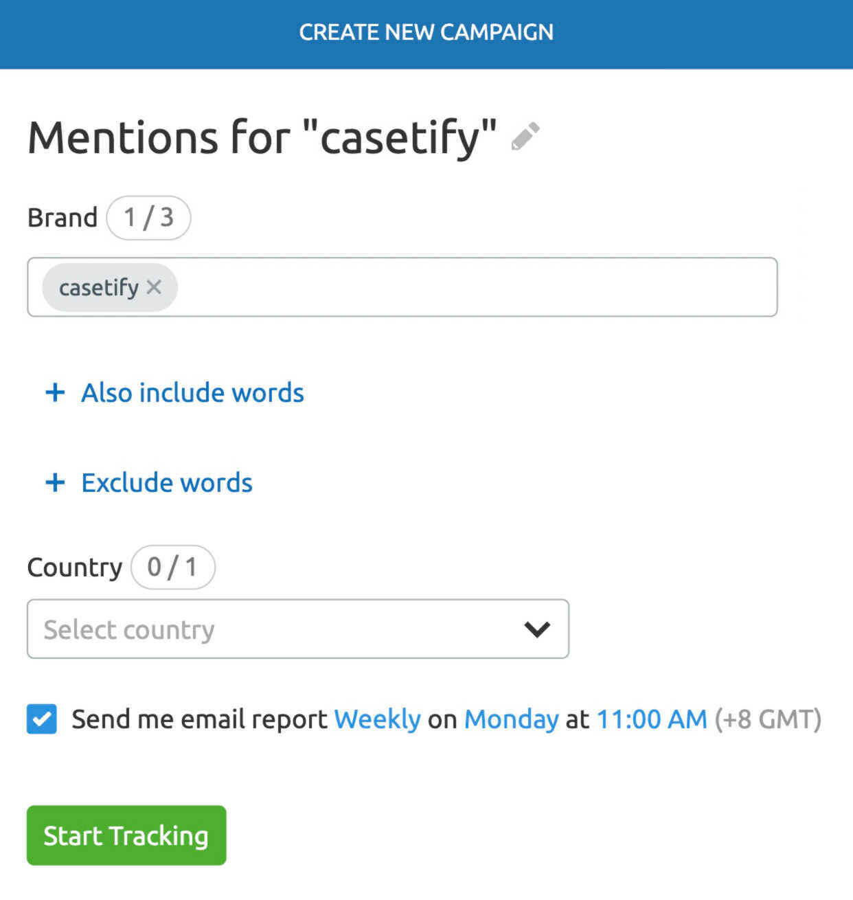Brand Monitoring, configurer une campagne