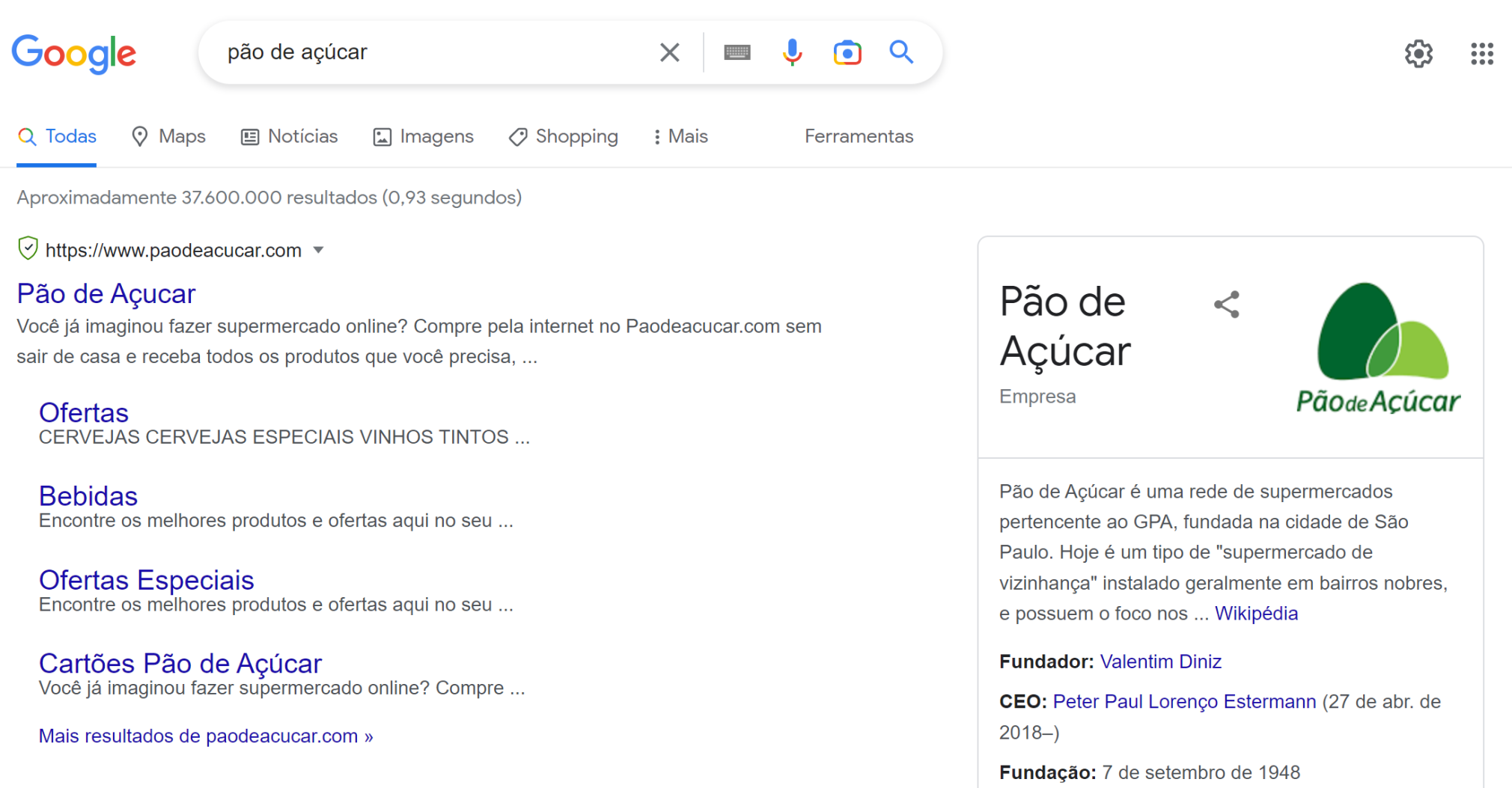 exemplo de site que ocupa todos os recursos da serp