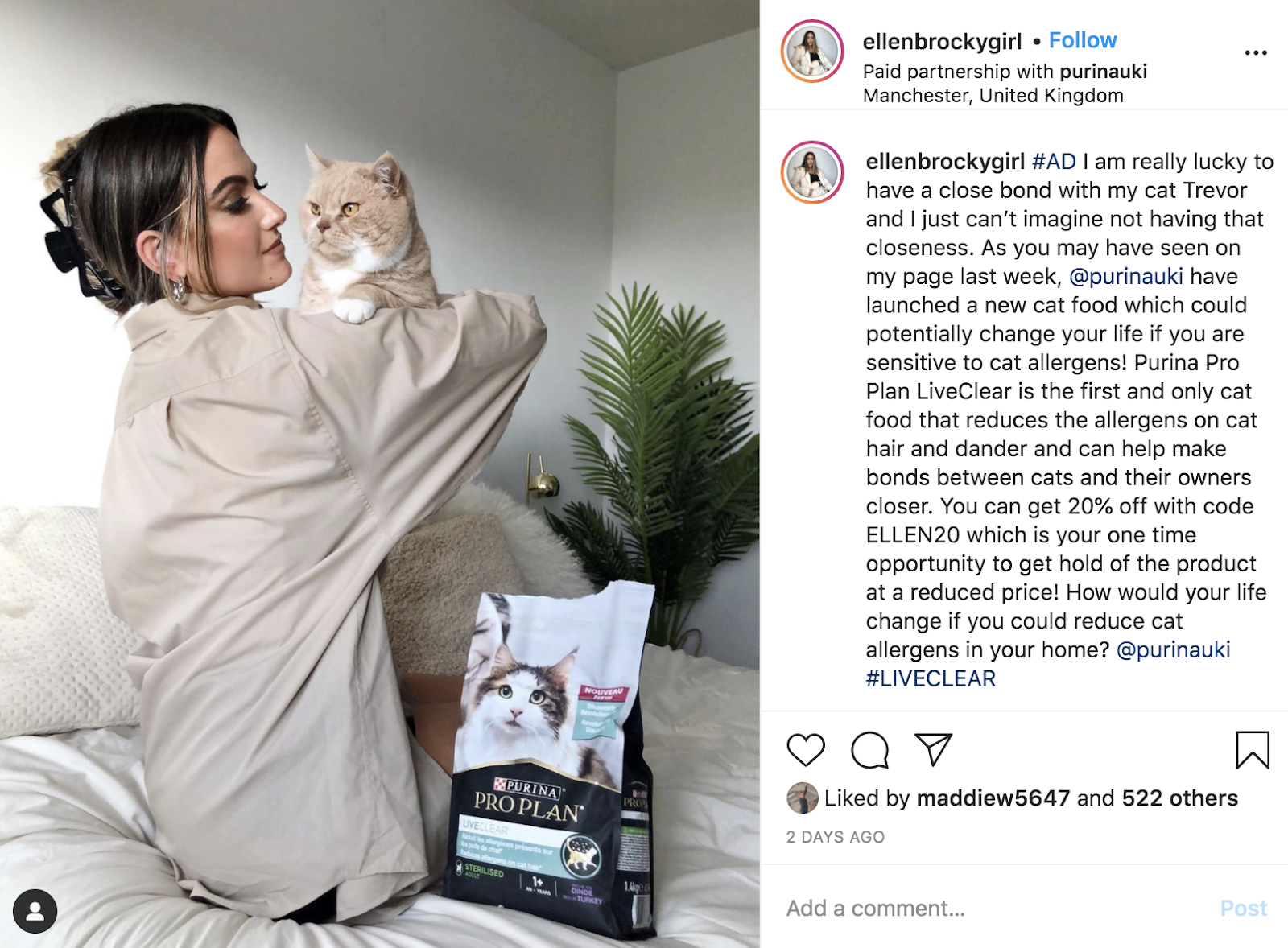 Un ejemplo de marketing de influencers en Instagram
