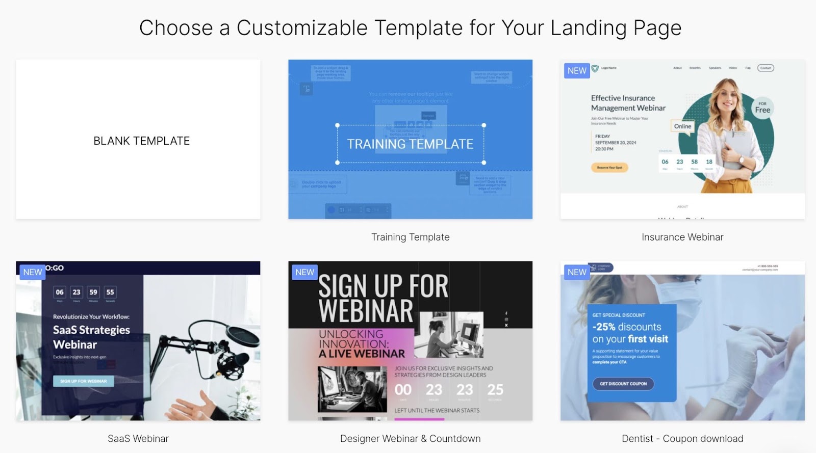 Plantillas Landing Page Builder