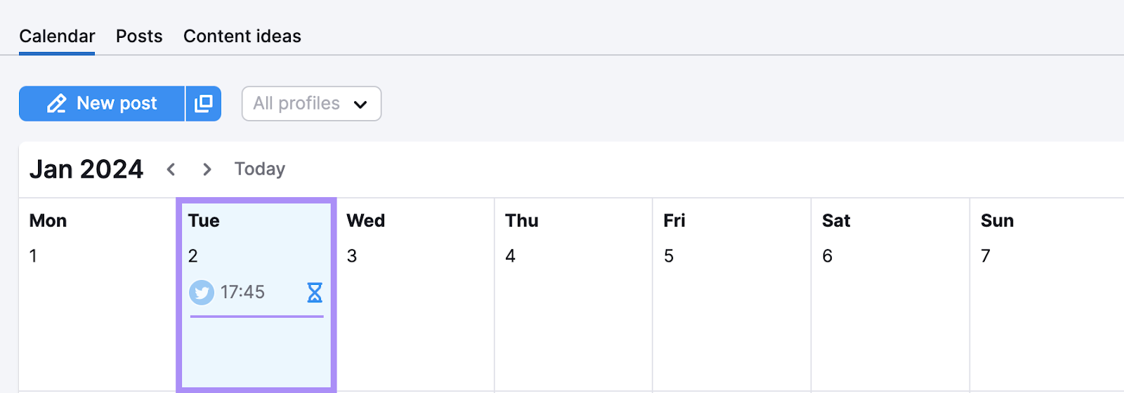 ソーシャルポスターのメインページカレンダー