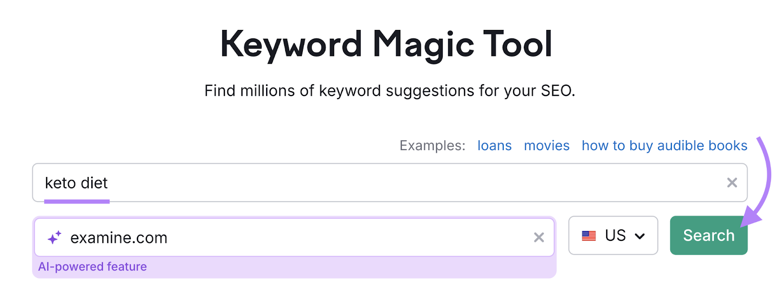Das Keyword wurde in das Keyword Magic Tool eingegeben.
