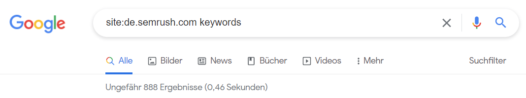 Site-Suche im Google-Suchfeld