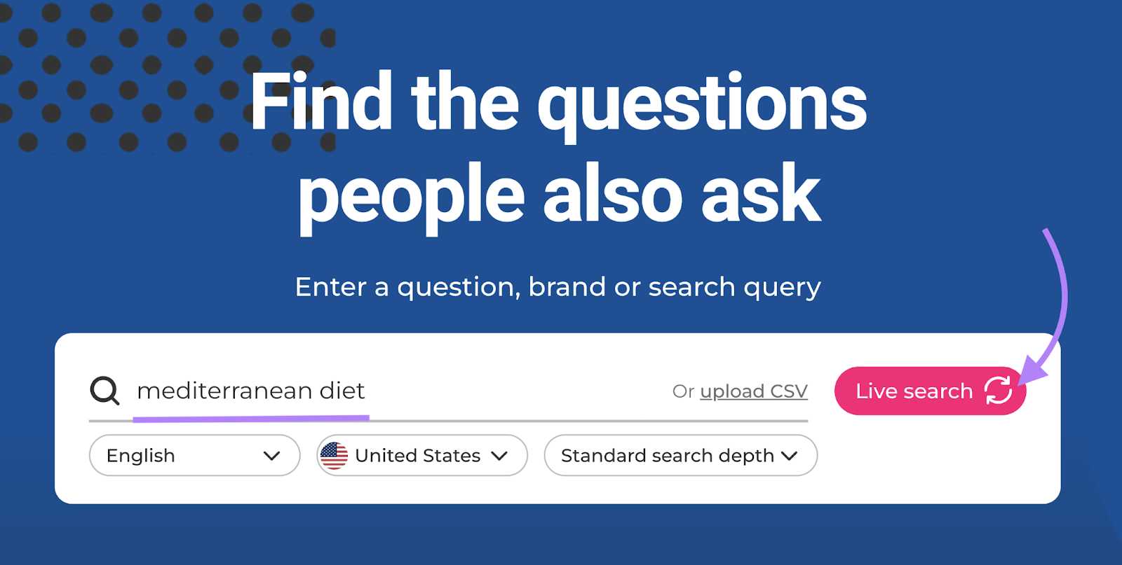 Suche nach „Mittelmeerdiät“ im Tool „Auch gefragt“