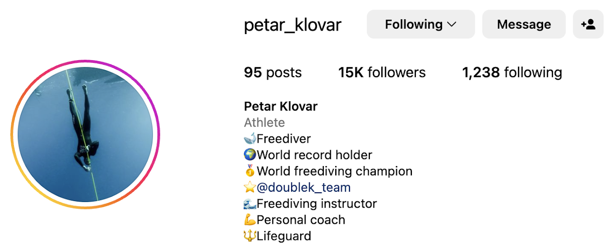 Perfil de Instagram de Petar Klovar