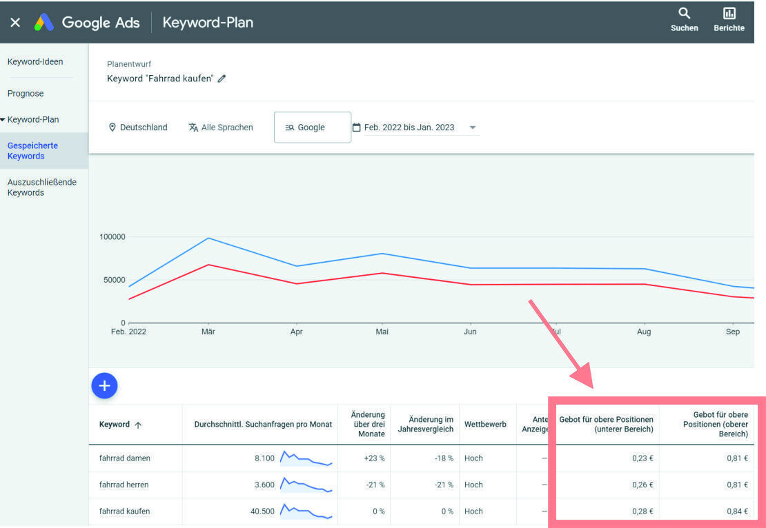 Grafik: Google Ads Keyword-Planer