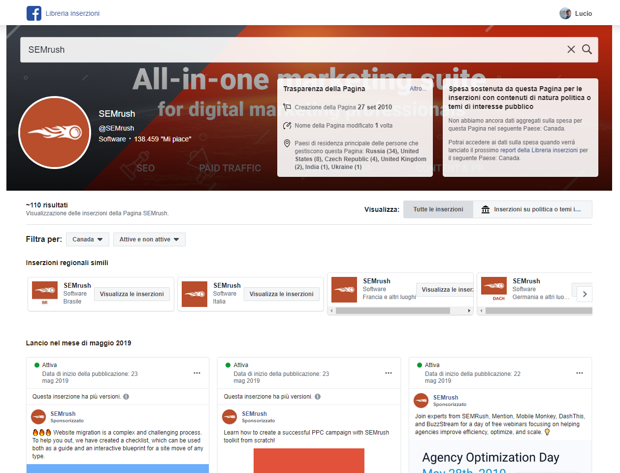 semrush facebook ad library
