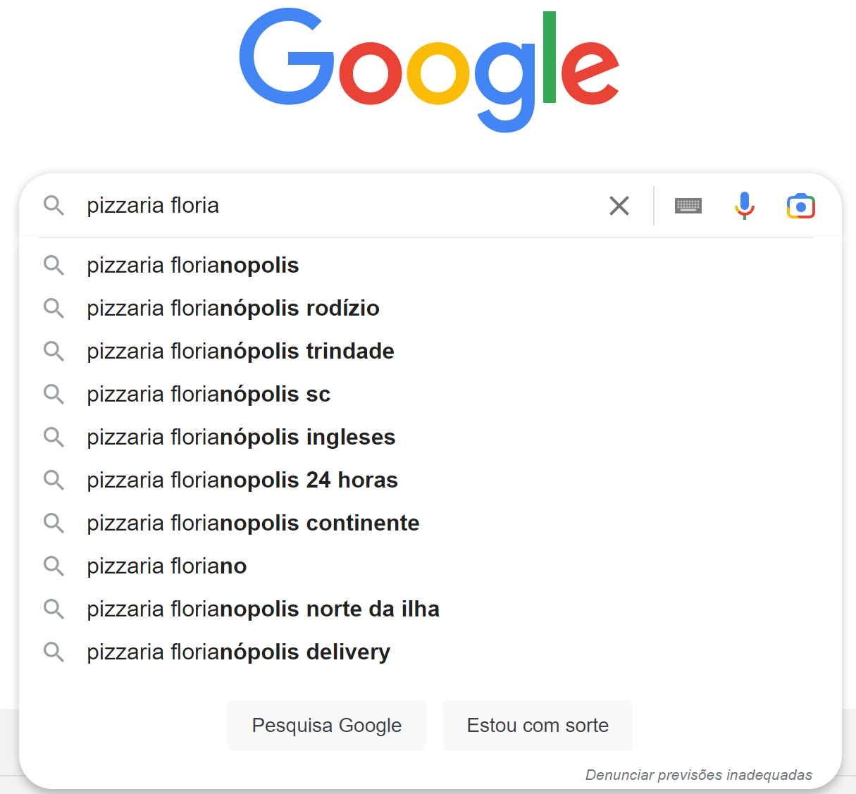 autocompletar com modificador local do google