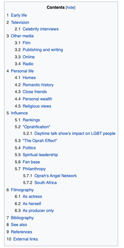 Beispiel Gliederung Wikipedia