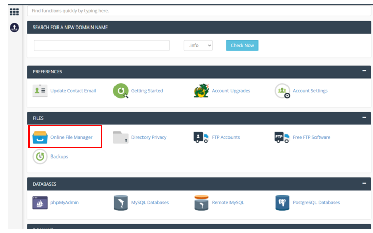 Screenshot: Online File Manager