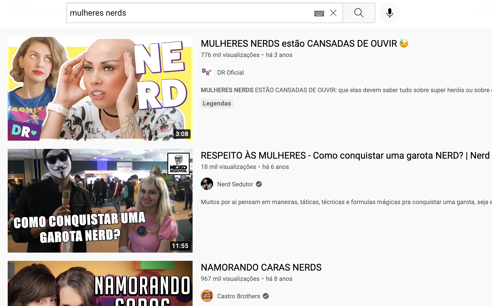 Busca no YouTube por nome inédito