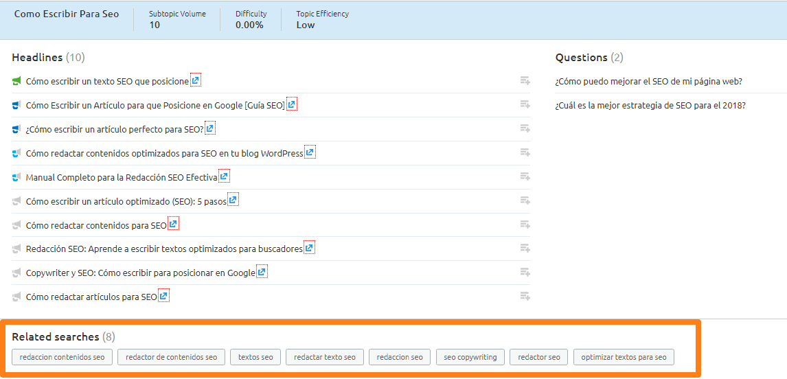 Contenido SEO Friendly - Búsquedas relacionadas