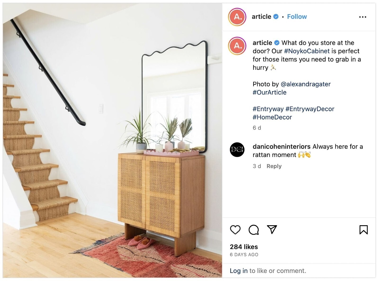 un ejemplo de publicación orgánica en Instagram de Artículo