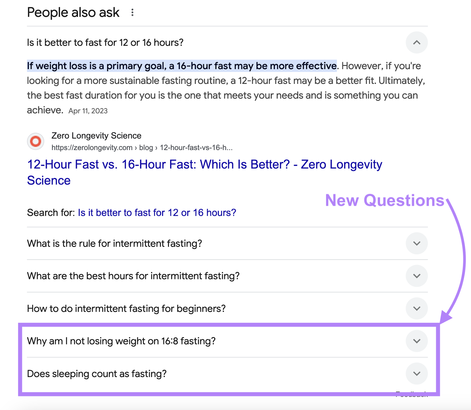 Eine Frage wurde bereits gestellt und zwei neue Fragen am unteren Rand des Feldes „Nutzer fragen auch“ hervorgehoben.