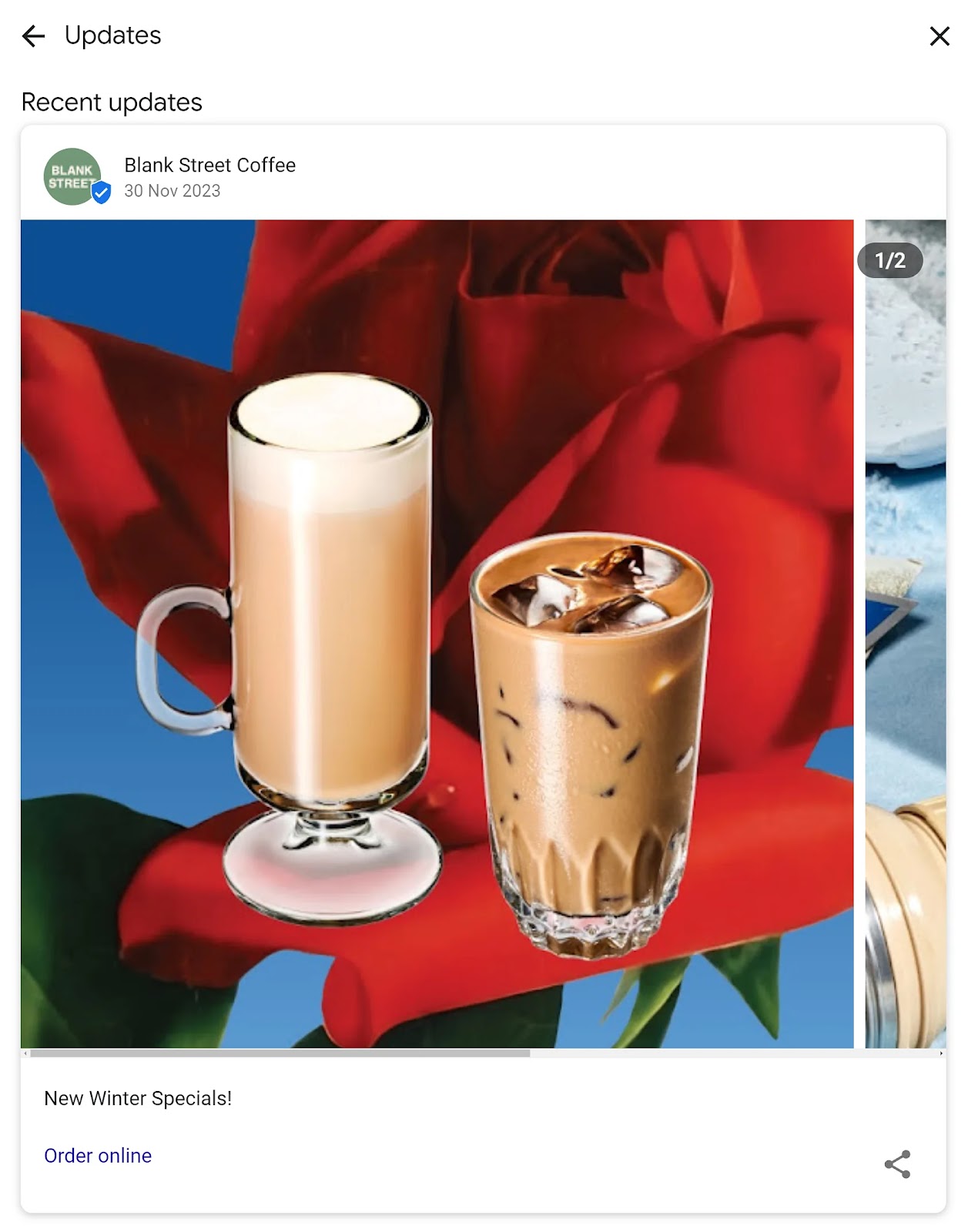 Blank Street Coffee actualiza su oferta en libras esterlinas anunciando sus promociones de invierno.