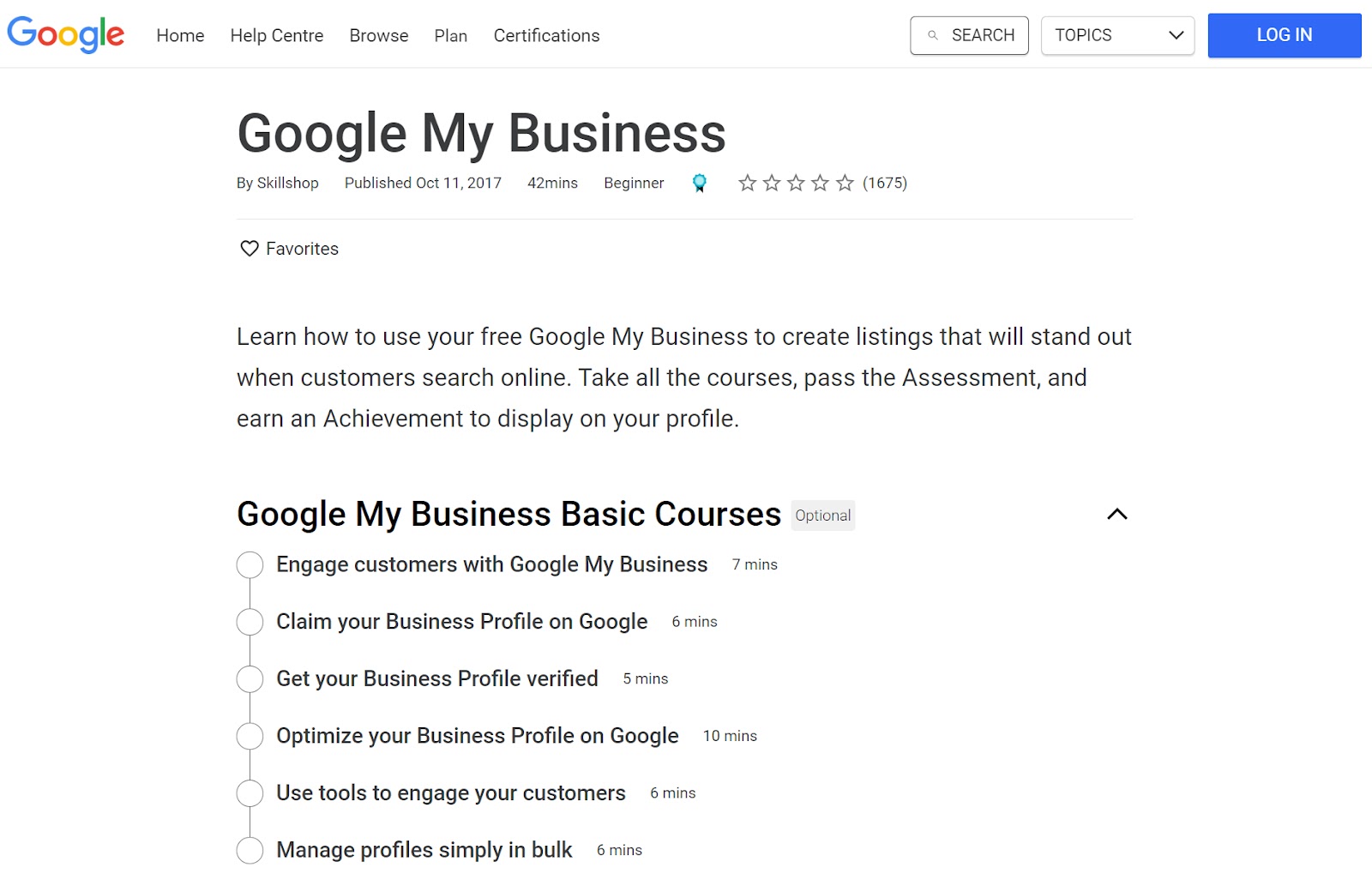 Google My Business Kurs Landing Page