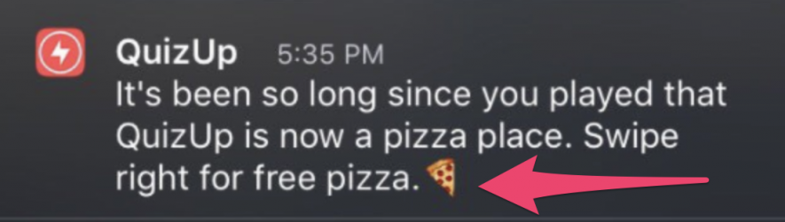 Cómo utilizar emojis - Notificaciones push pizza