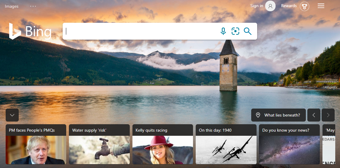Bing home search bar