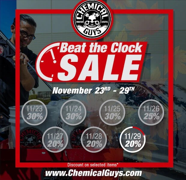 „Bear the Clock SALE“-Anzeige von www.ChemicalGuys.com