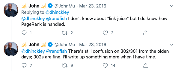 301 302 redirection John Mueller